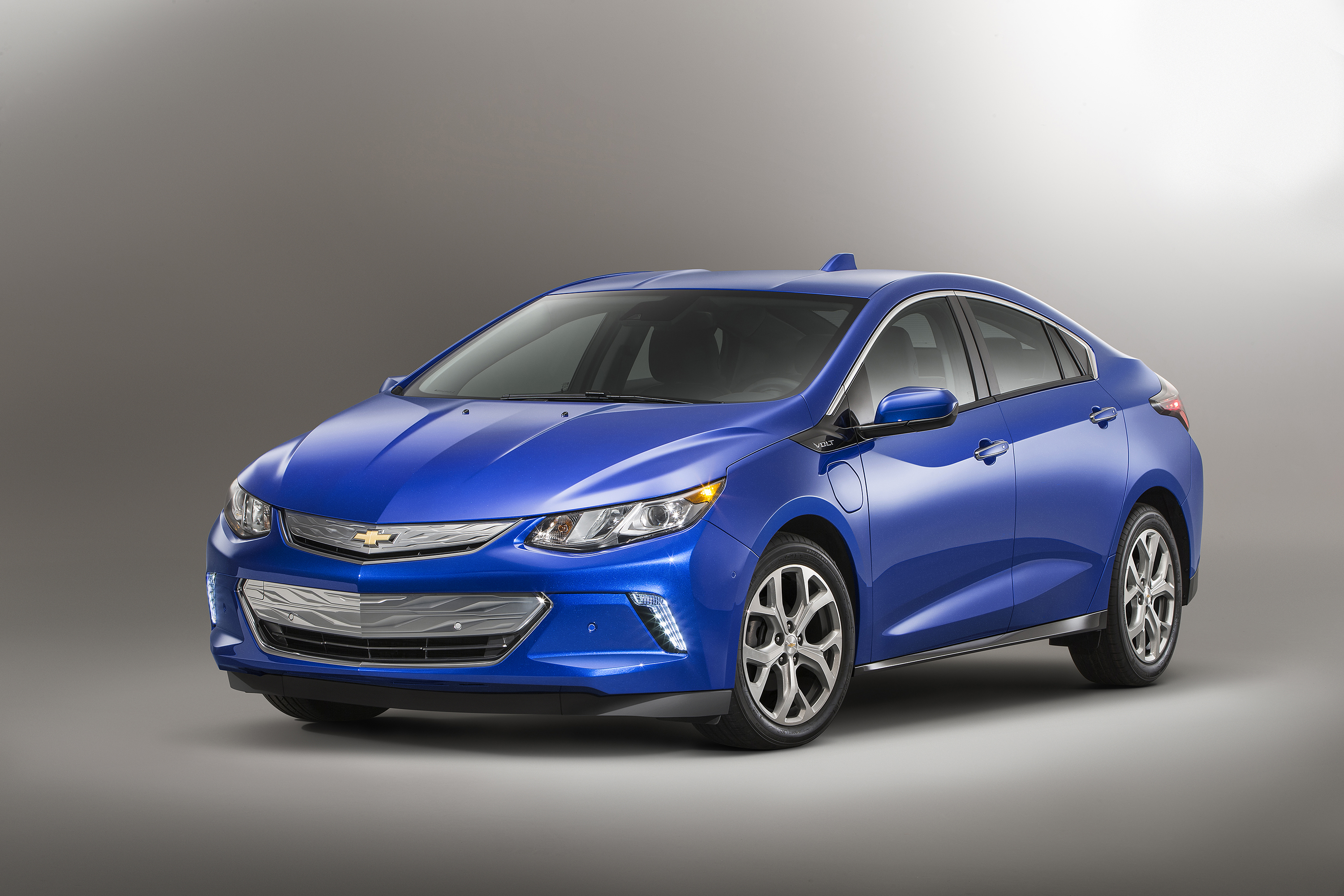 The all-new 2016 Chevrolet Volt electric car with extended range, showcasing a sleeker, sportier design that offers 50 miles of EV range, greater efficiency and stronger acceleration.