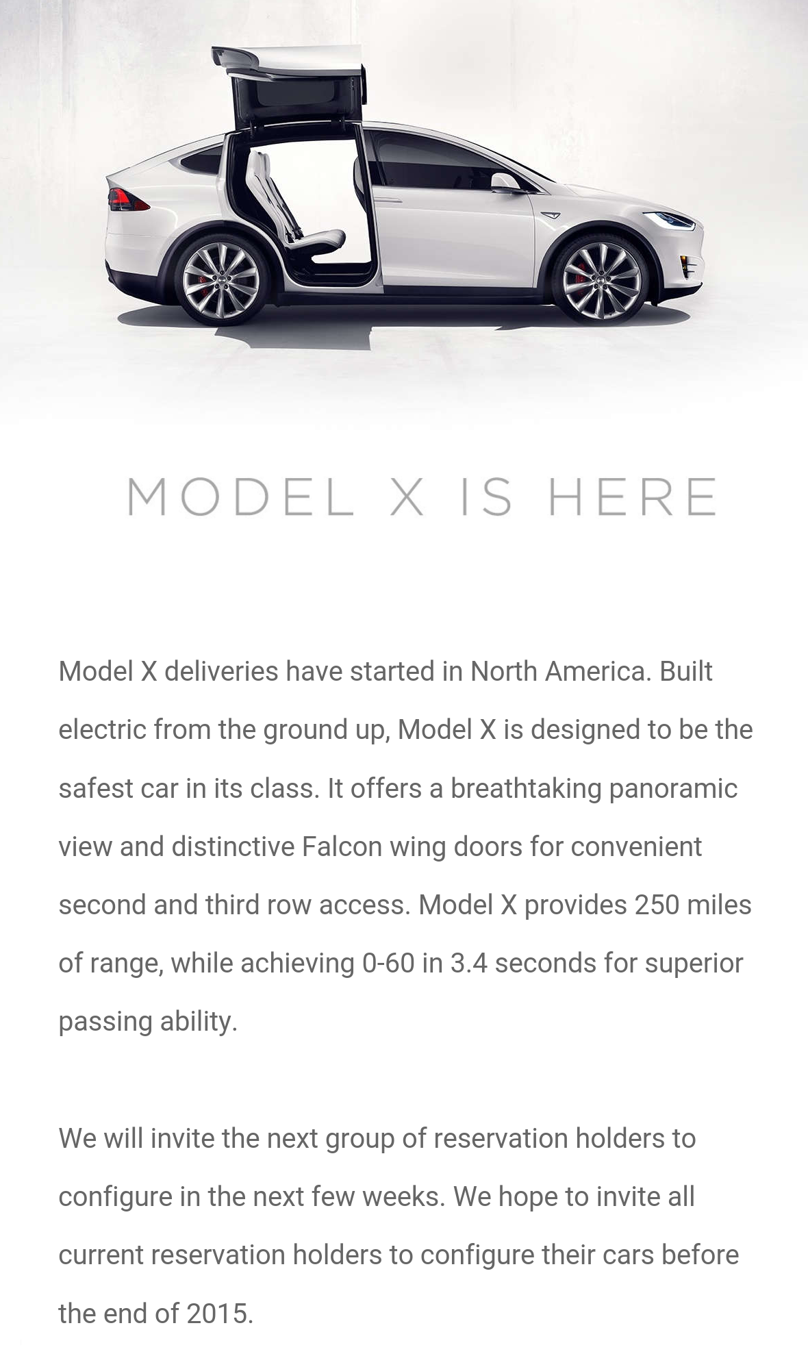 Model X Tesla email