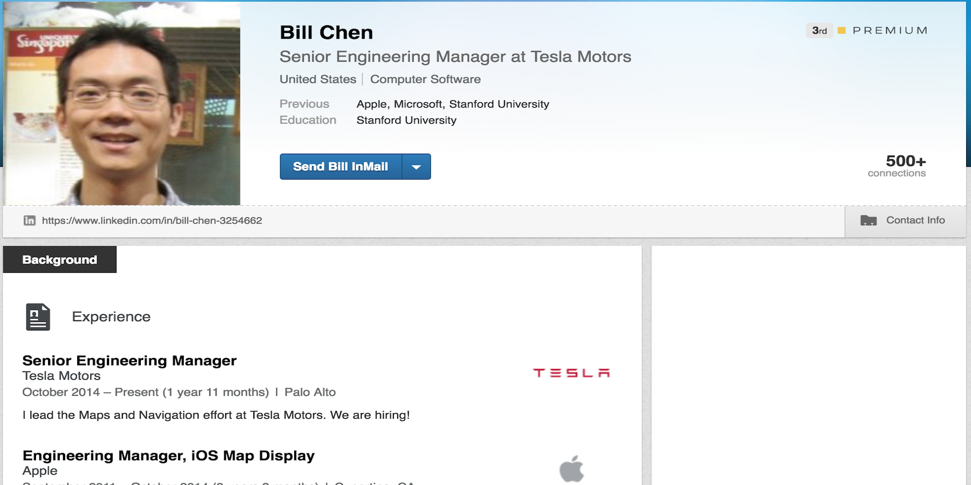 Bill Chen-Tesla-apple-maps