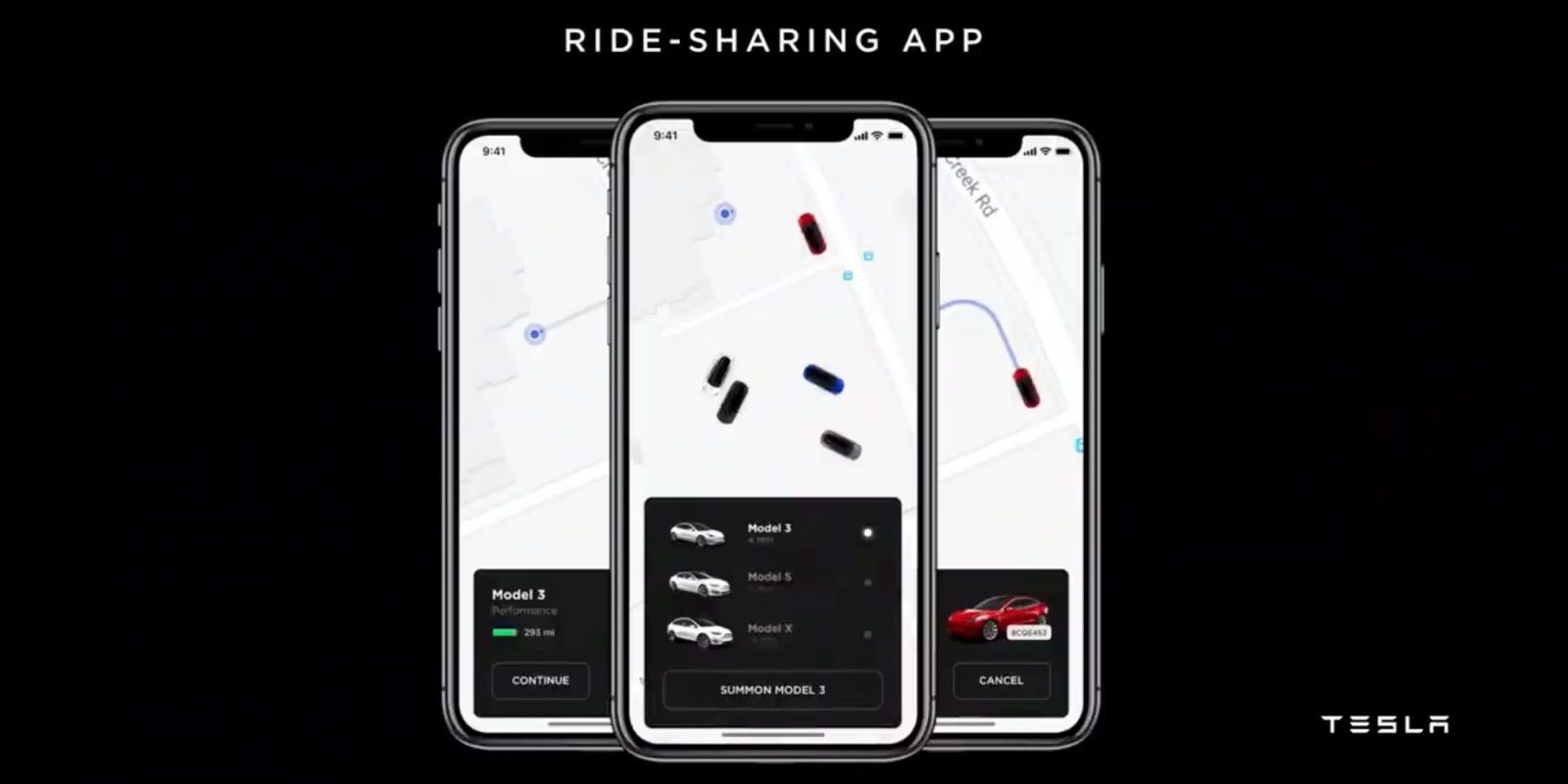 Tesla Ride Sharing Network app