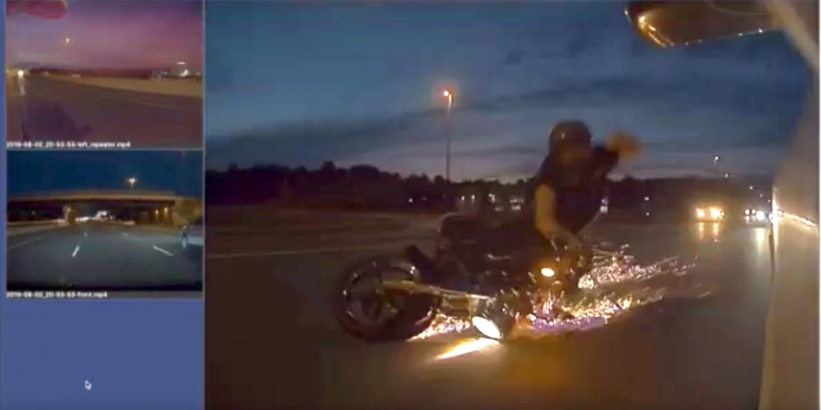 tesla crash motorcycle dashcam