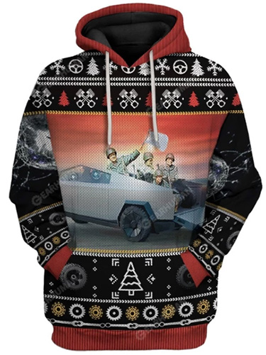 Tesla CyberTruck ugly Christmas hoodie