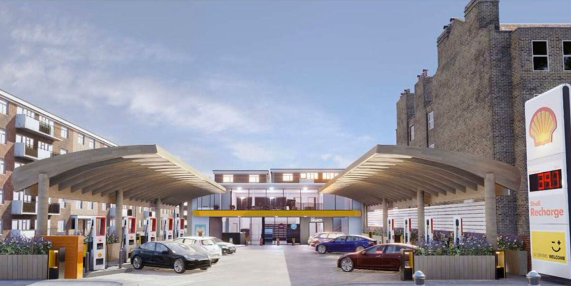 Shell's plan for turning a petrol station into an EV charging hub