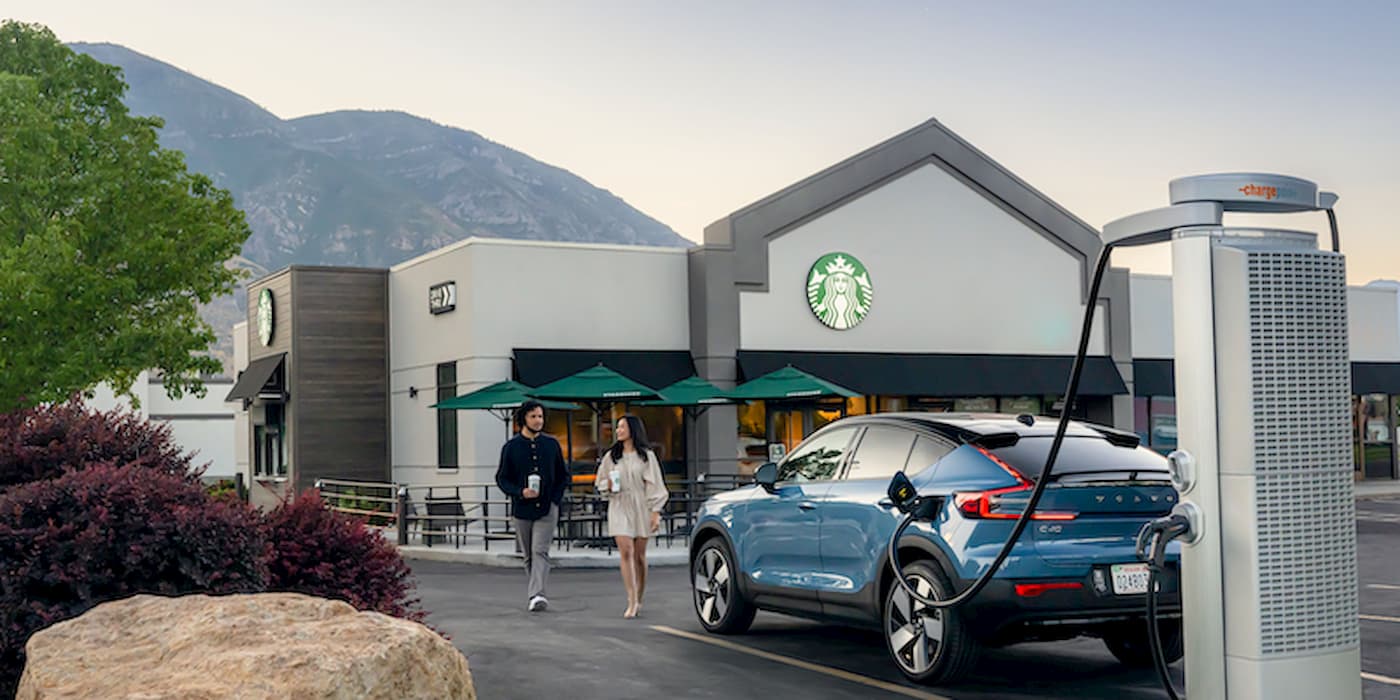 Volvo fast chargers Starbucks