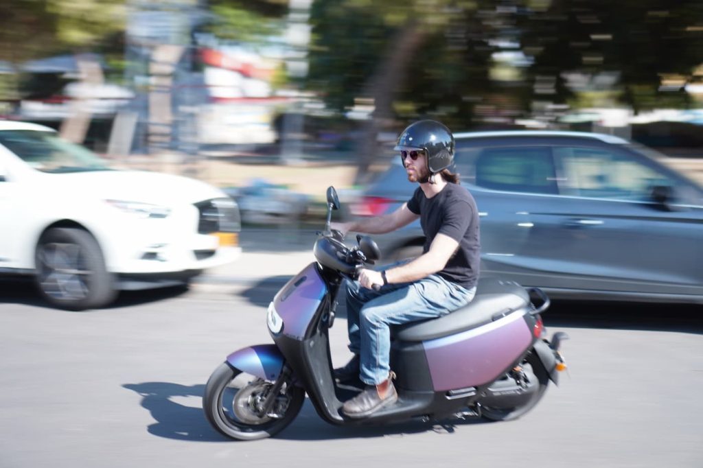 gogoro electric motorbike with Micah Toll